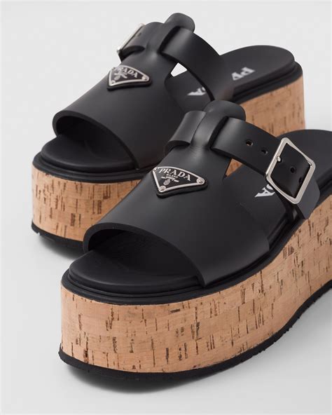 prada black platform sandals|prada platform wedge sandals.